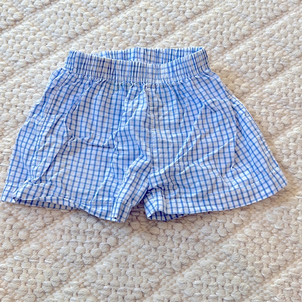 Smocked Auctions- Classic Whimsy- Light Blue Gingham Shorts